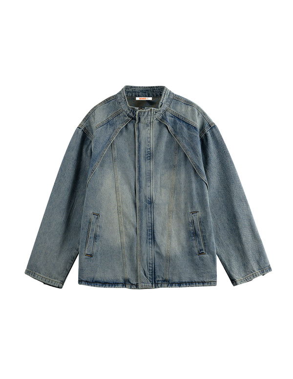BAKYARDER Vintage Dekonstruierte Arbeitsjacke aus gewaschenem Denim