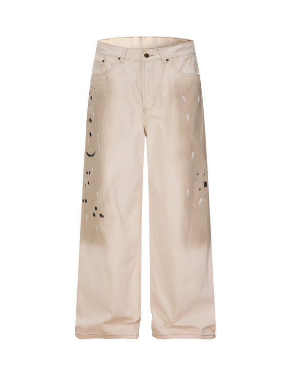 Jeans a gamba larga vintage BAKYARDER con schizzi di vernice