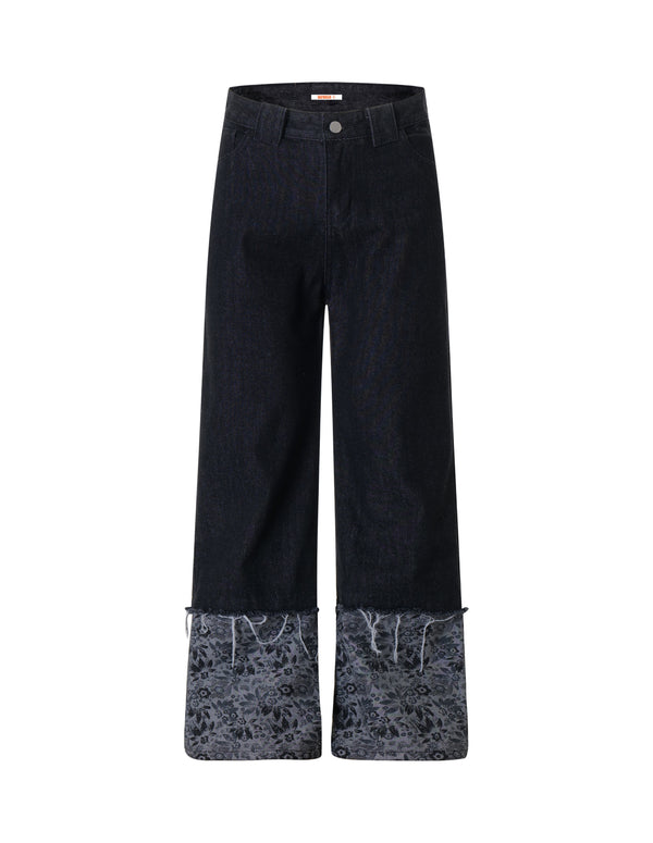 BAKYARDER Vintage Distressed Patchwork Wide-Leg Jeans