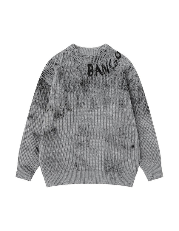 Pull en tricot imprimé vintage effet vieilli BAKYARDER