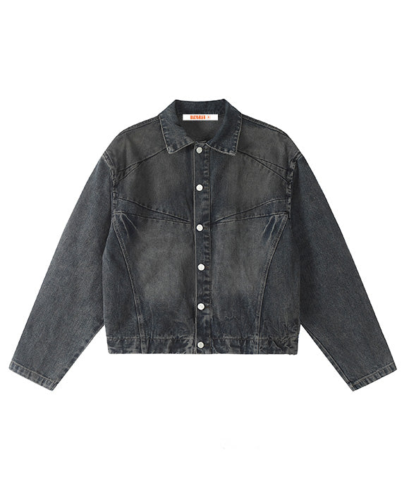 BAKYARDER Vintage Distressed Washed Denim Jacket