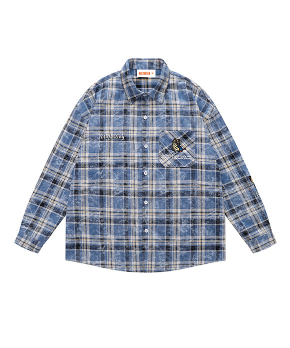 BAKYARDER Vintage Embroidered Plaid Shirt