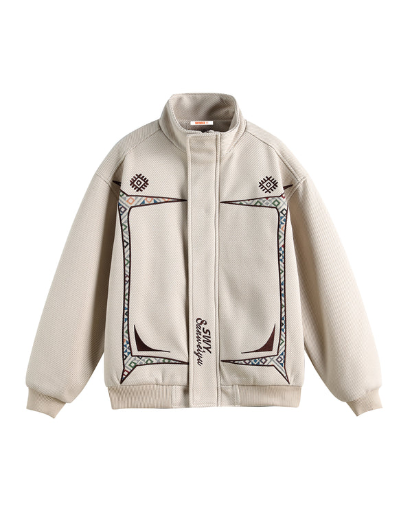 BAKYARDER Vintage-Jacke mit besticktem Stehkragen