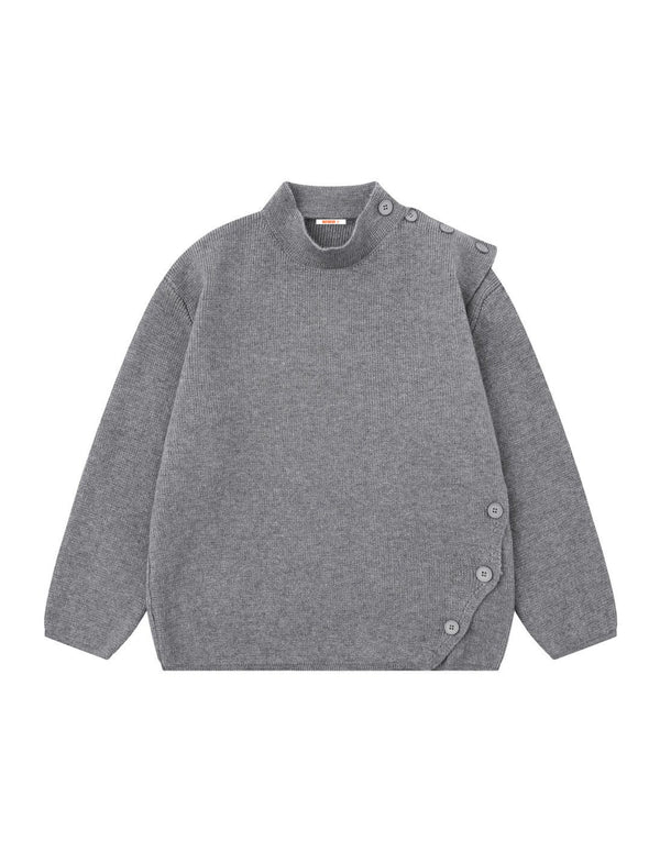 BAKYARDER Vintage Irregular Button Pullover Sweater