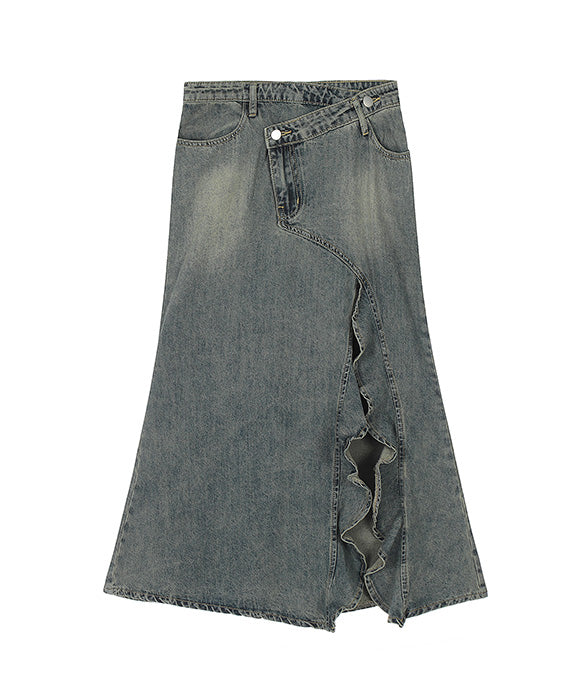 BAKYARDER Vintage Irregular Denim Skirt