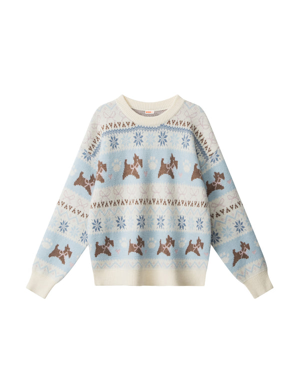 BAKYARDER Vintage Jacquard Crewneck Pullover Sweater