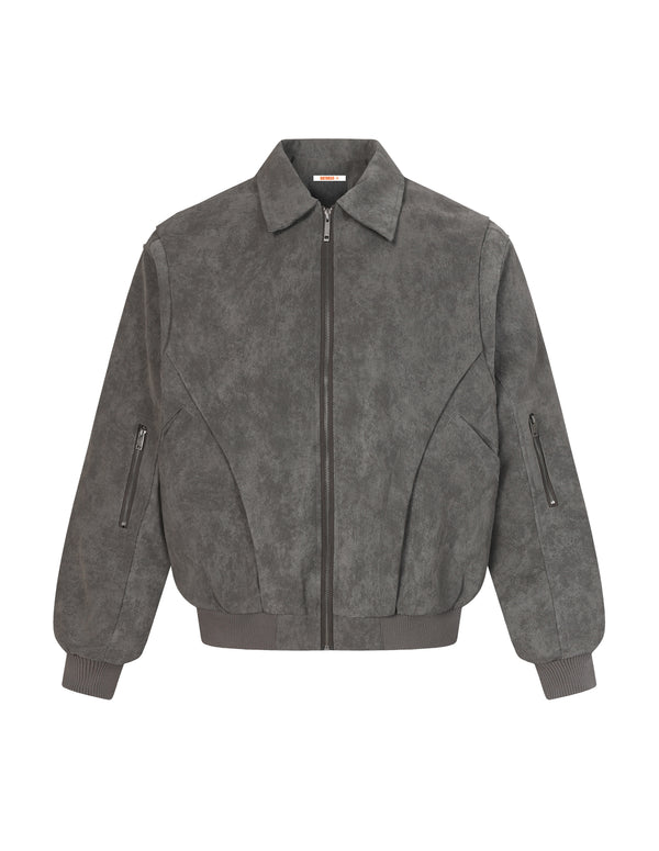 BAKYARDER Vintage Lapel Deconstructed Suede Fleece Jacket