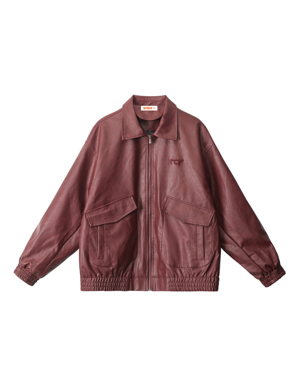 BAKYARDER Vintage Lapel Motorcycle Leather Jacket