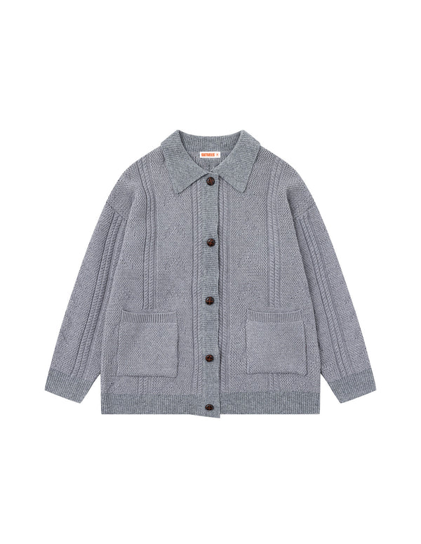 BAKYARDER Vintage Lapel Relaxed Cardigan Sweater