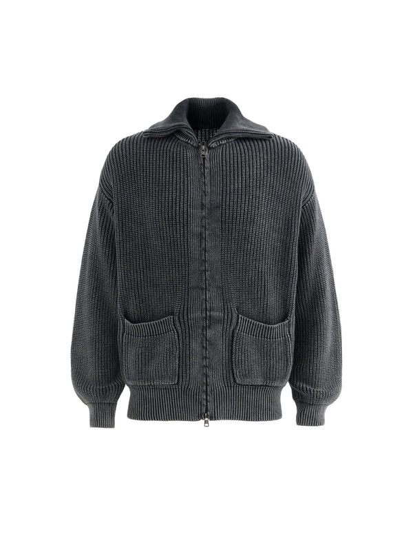 BAKYARDER Vintage Lapel Zip Cardigan