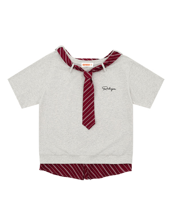 BAKYARDER Vintage Layered-Look Asymmetric Shoulder Tee