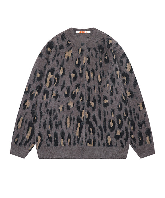 BAKYARDER Vintage Leopard Print Cardigan Sweater