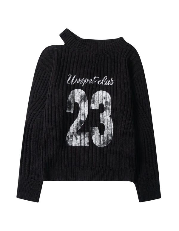 Pull à épaules dénudées imprimé lettres vintage BAKYARDER