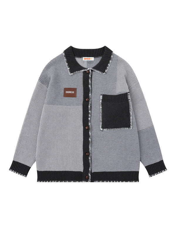 Cardigan con motivo patchwork vintage BAKYARDER a contrasto di colore