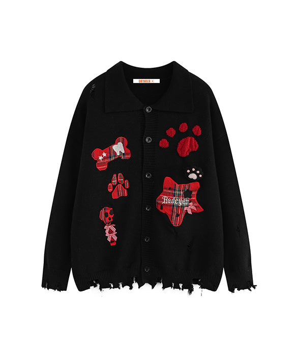 Cardigan vintage patchwork effet vieilli BAKYARDER