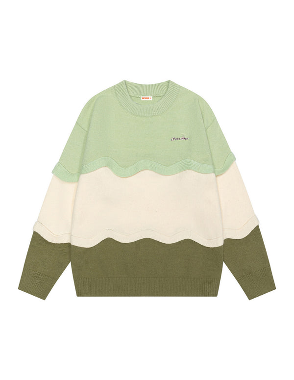 BAKYARDER Vintage Patchwork Striped Sweater