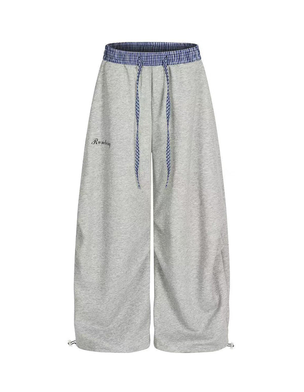 BAKYARDER Vintage Plaid Patchwork Barrel Sweatpants