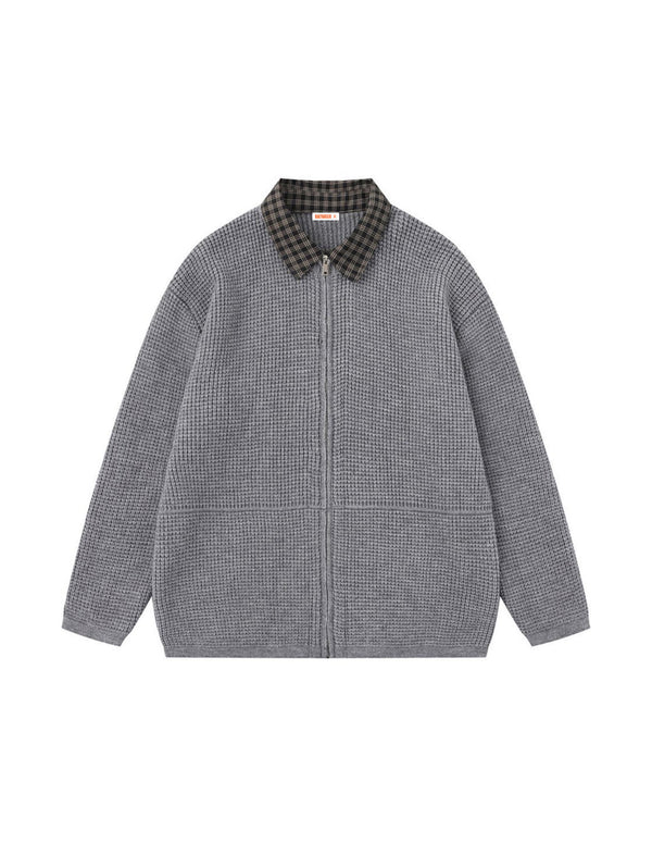 BAKYARDER Vintage Plaid Patchwork Polo Sweater