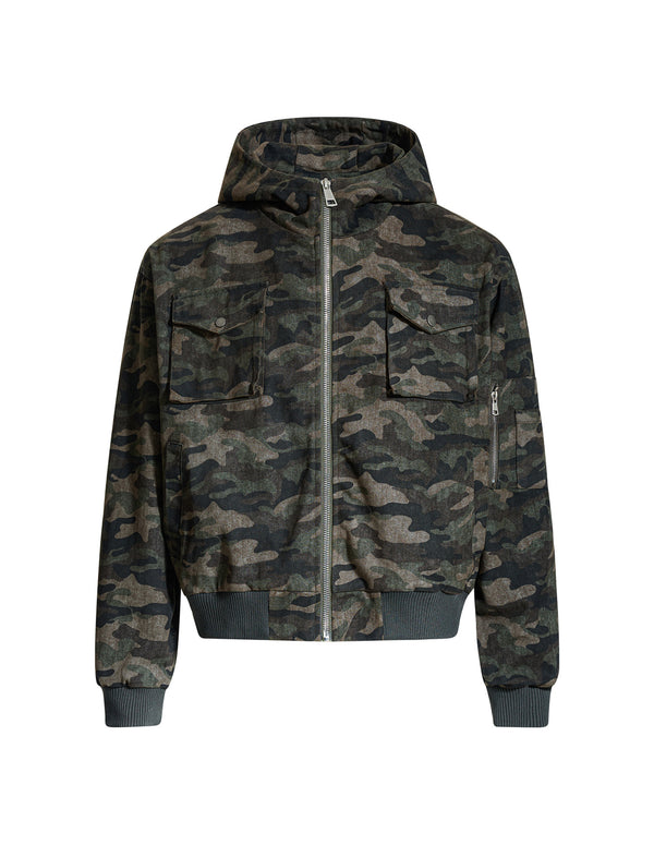 BAKYARDER Vintage-Cargojacke mit Kapuze und Taschen im Camouflage-Stil