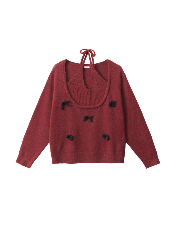 BAKYARDER Vintage Preppy Halter Sweater