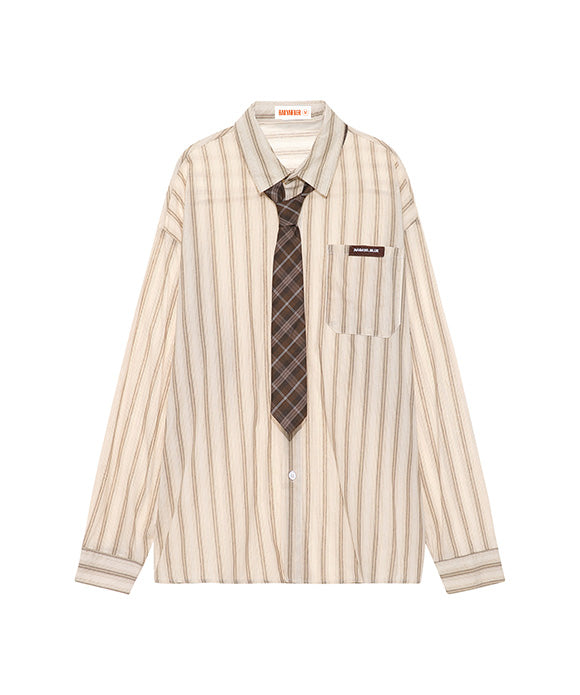 BAKYARDER Vintage Preppy Striped Shirt