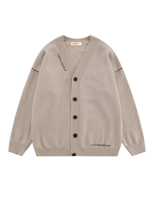 BAKYARDER Vintage Preppy Style Simple Casual Cardigan