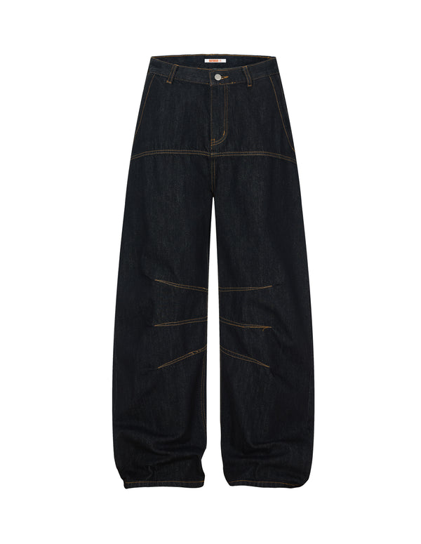 BAKYARDER Vintage Slub-Texture Barrel Denim Jeans