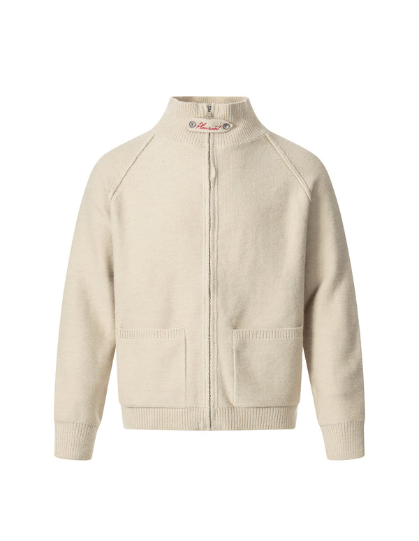 BAKYARDER Vintage Stand Collar Casual Zip-Up Knit Sweater