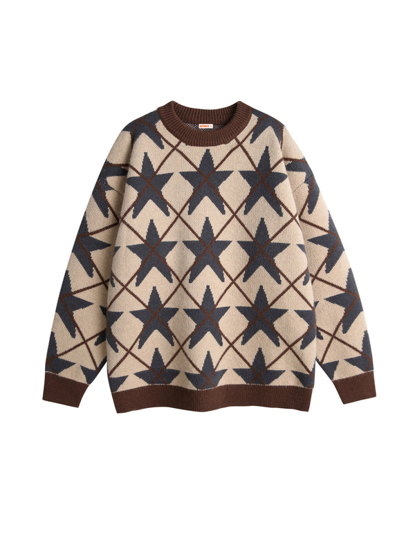 BAKYARDER Vintage Star Argyle Pullover Sweater