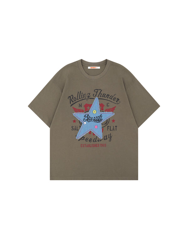 BAKYARDER Vintage Star Letter Tee