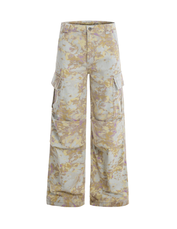 BAKYARDER Vintage Tie-Dye Oil Painting Wide-Leg Pants