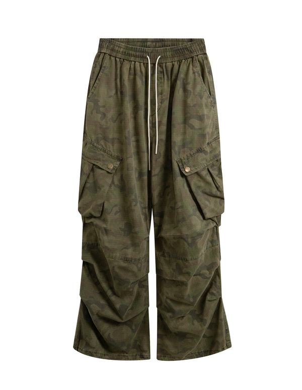 BAKYARDER Vintage Tie-Dye Wide-Leg Camouflage Pants