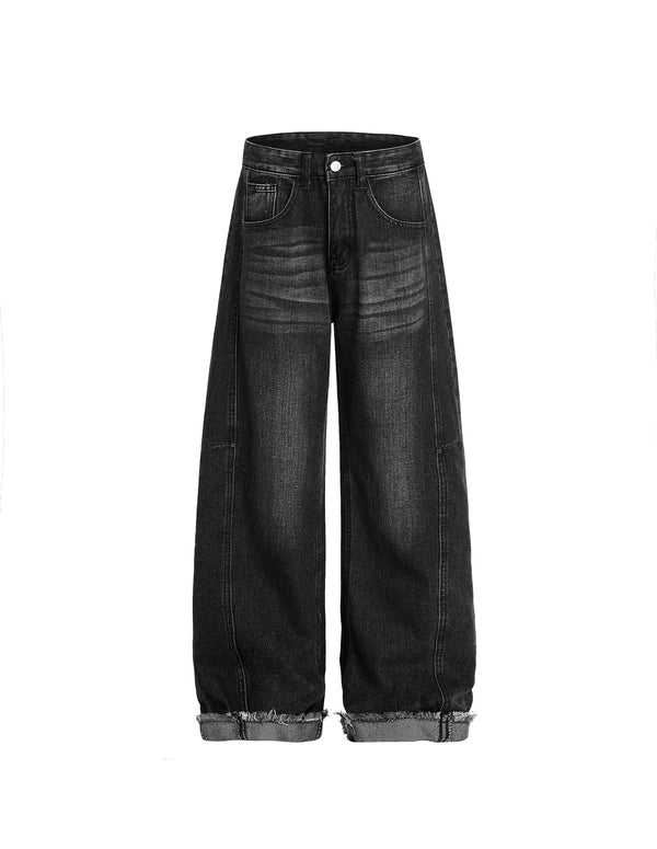 BAKYARDER Vintage Washed Cuffed Barrel Jeans