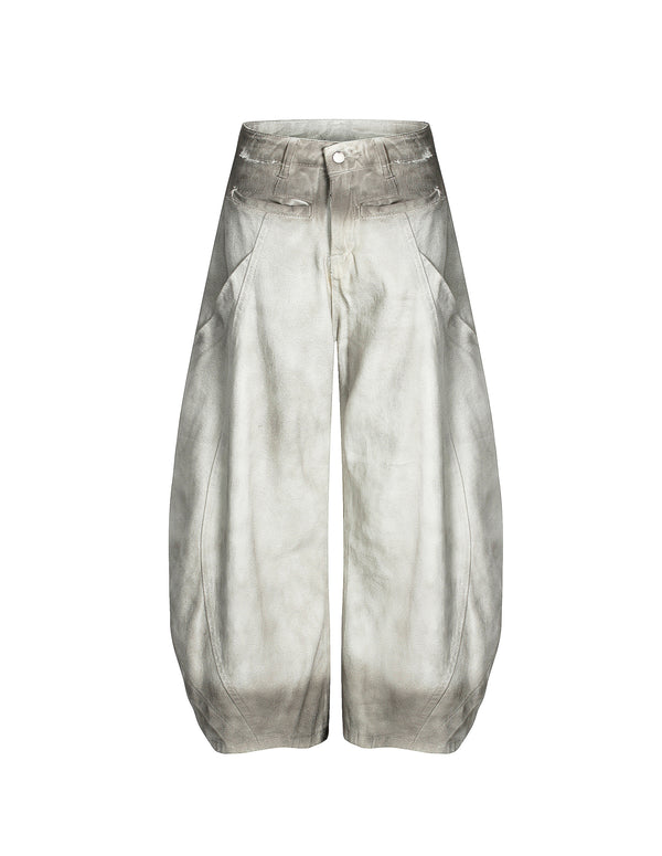 BAKYARDER Vintage Washed Dirty-Look Barrel Jeans