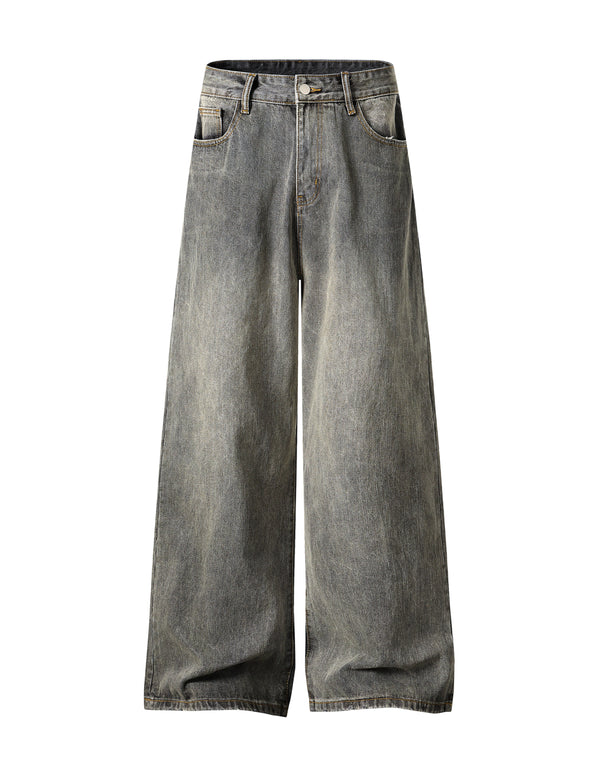 BAKYARDER Vintage Washed Distressed Wide-Leg Pants