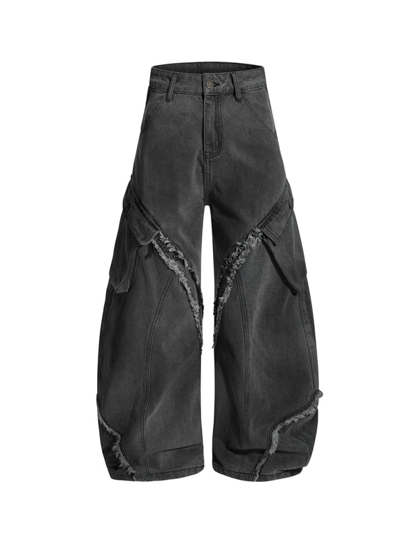 BAKYARDER Vintage Washed Multi-Pocket Barrel Jeans