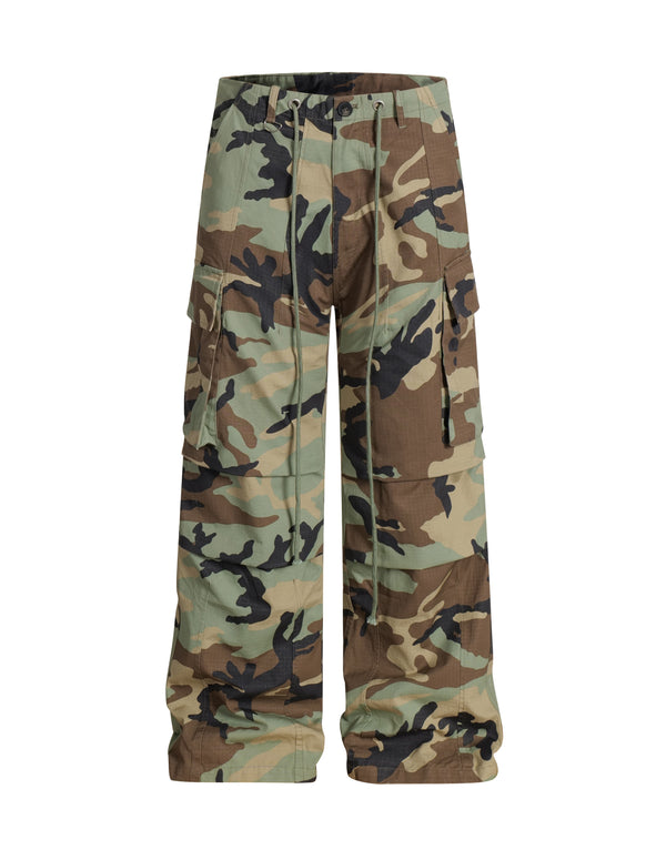 BAKYARDER Vintage Washed Paratrooper Camouflage Cargo Pants