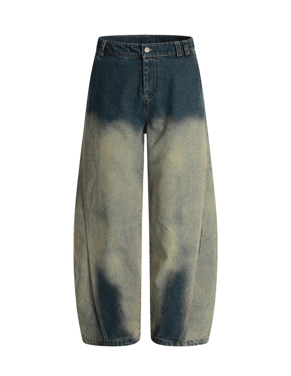 BAKYARDER Vintage Washed Tie-Dye Barrel Jeans