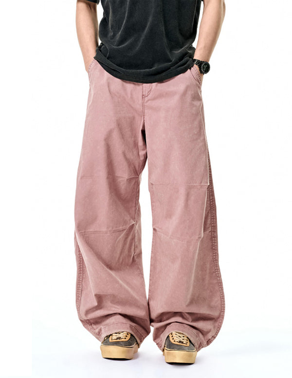 BAKYARDER Vintage Washed Utility Wide-Leg Barrel Pants