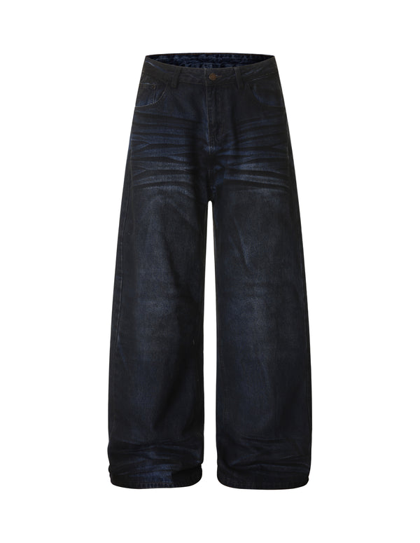 Jeans larghi con stampa vintage a baffi BAKYARDER