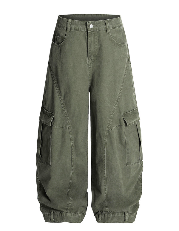 BAKYARDER Vintage Wide-Leg Multi-Pocket Barrel Jeans