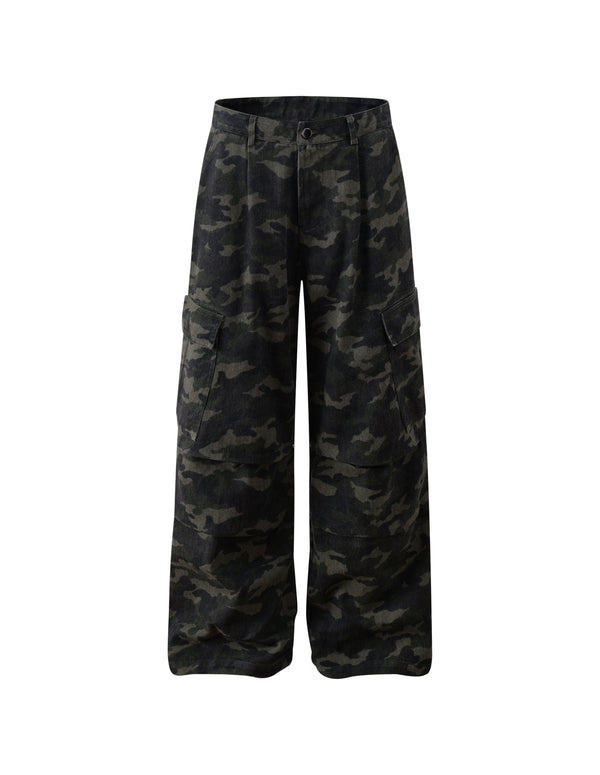 BAKYARDER Washed Camo Multi-Pocket Cargo Pants