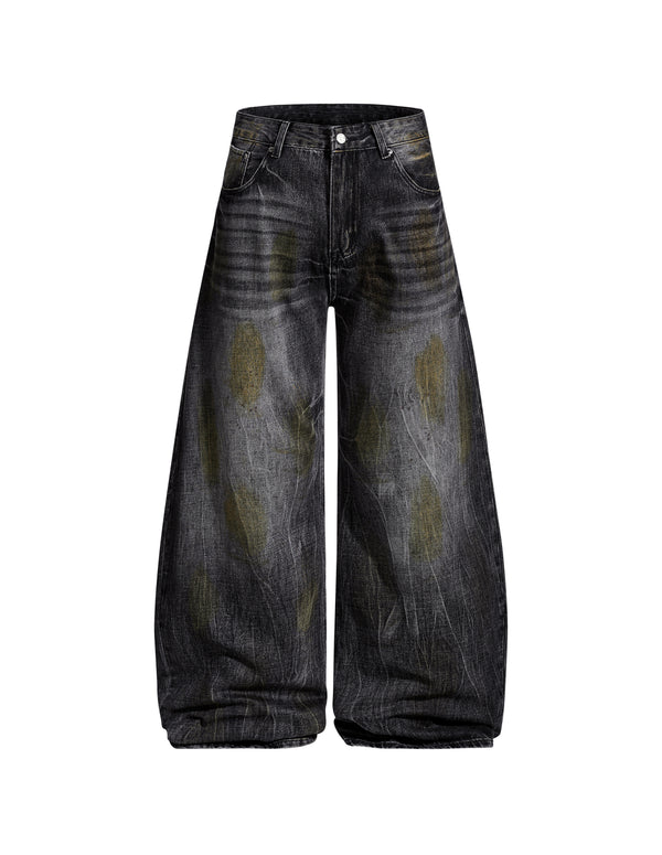 BAKYARDER Washed & Distressed Baggy Jeans