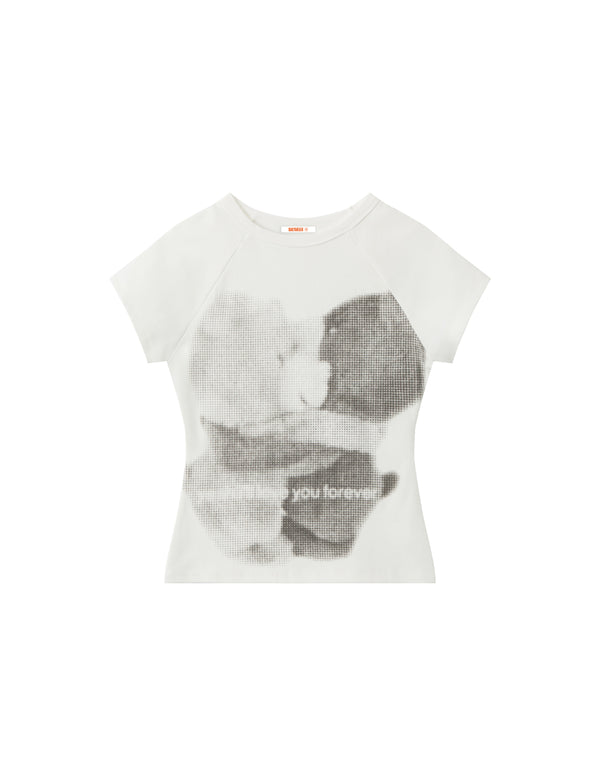 BAKYARDER Women's Slim Fit Teddy Bear Print Tee