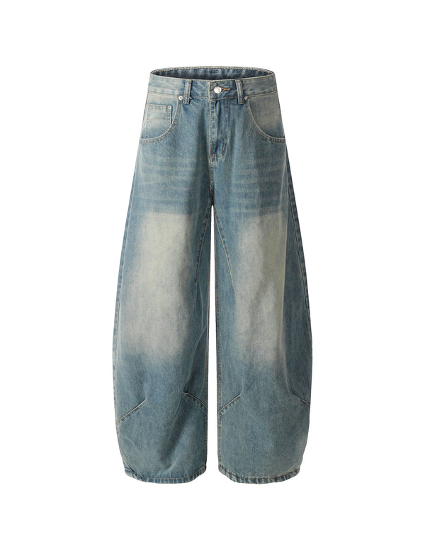 BAKYARDER Vintage Washed Pleated Barrel Jeans
